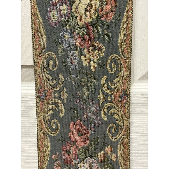 Vintage Floral Tapestry Ornate Gold Brass Butler's / Bell Pull Victorian Pink - Picture 12 of 13